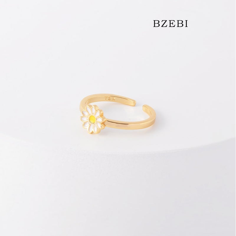 BZEBI 18K Gold Cubic Zirconia Adjustable Open Ring