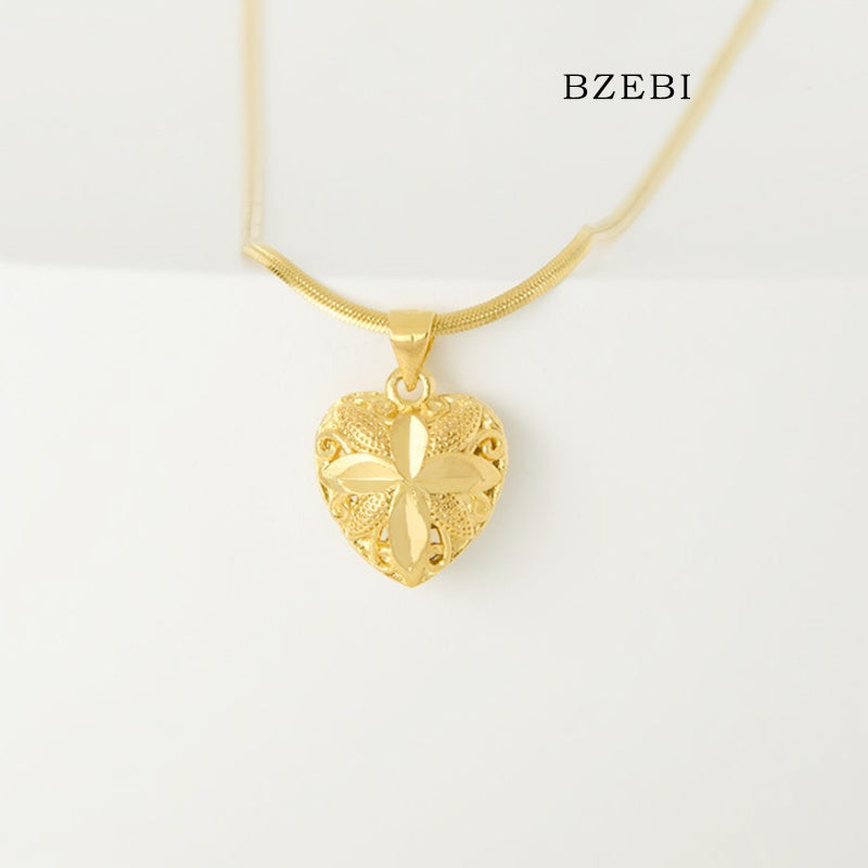 BZEBI 18k Gold Plated Cubic Zirconia gold-plated love Necklace for Women with Box