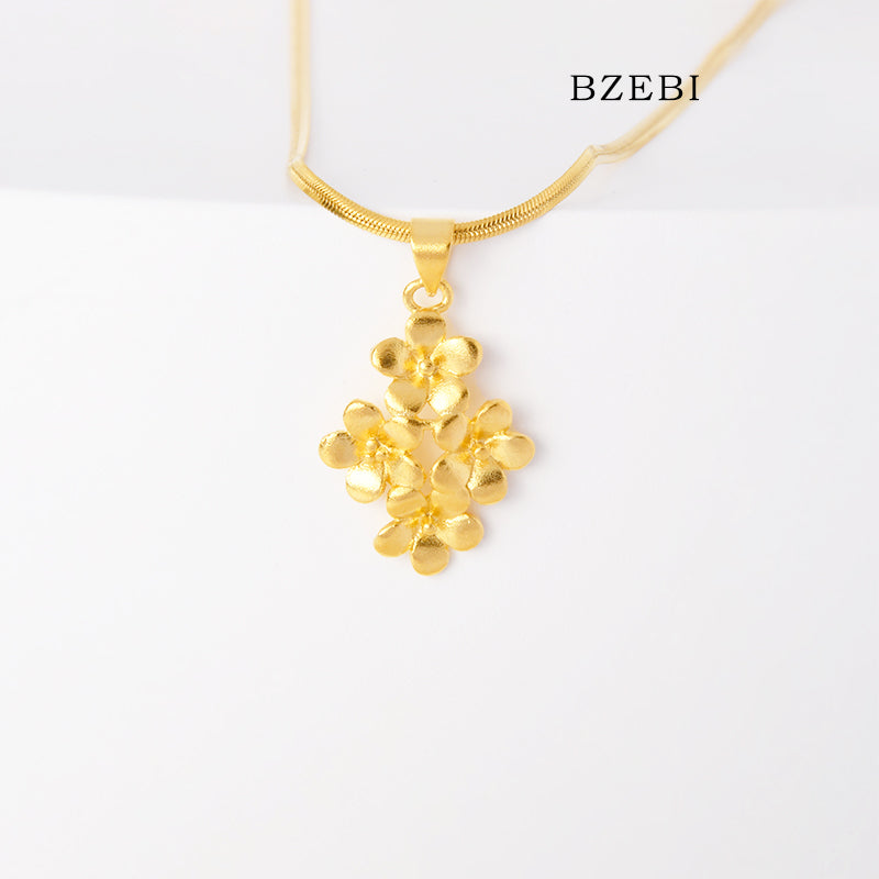 BZEBI 14k Gold Flower Necklace Fashion Girls