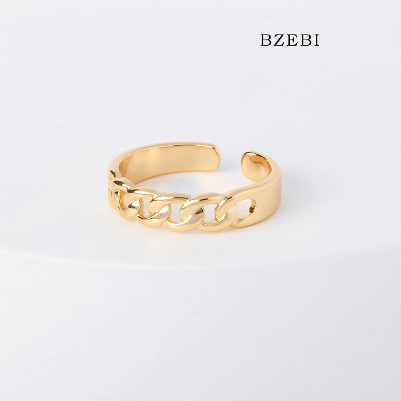 BZEBI 18k Gold Plated Cubic Zirconia Twist Ring  for Women with Box