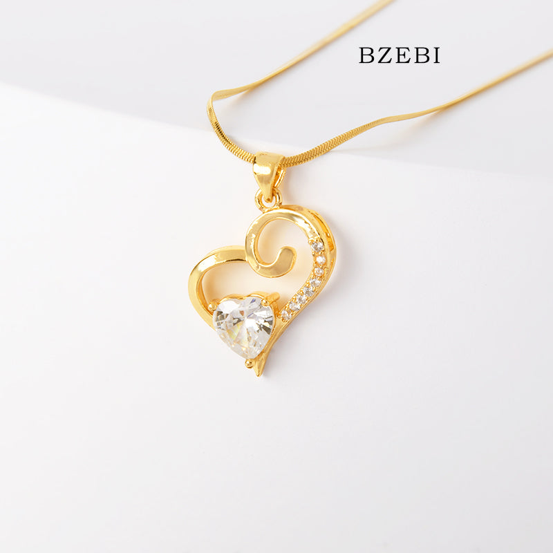 BZEBI14k Love Heart Diamond Necklace