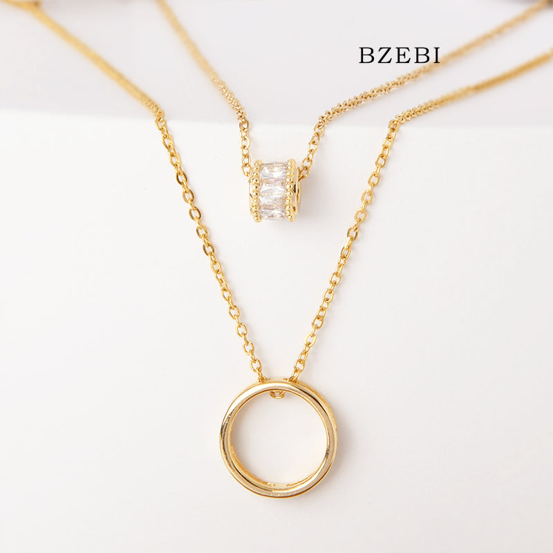 Ring double chain necklace