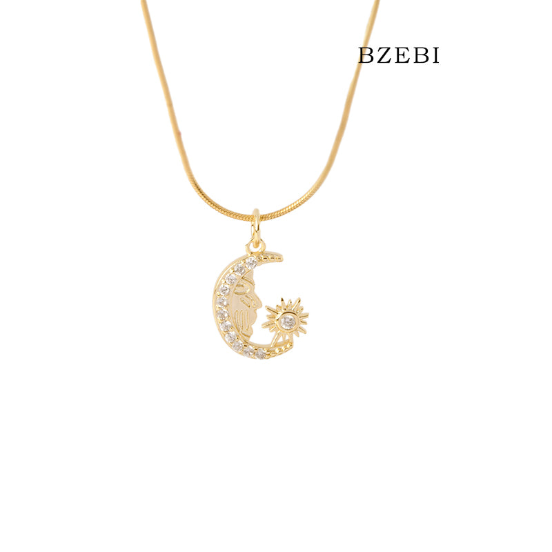 BZEBI 18k Gold Plated Cubic Zirconia light of hope Necklace for Women with Box