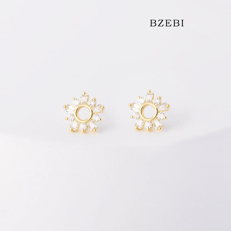 BZEBI 18k Gold Plated Cubic Zirconia Garland Stud Earrings for Women with Box