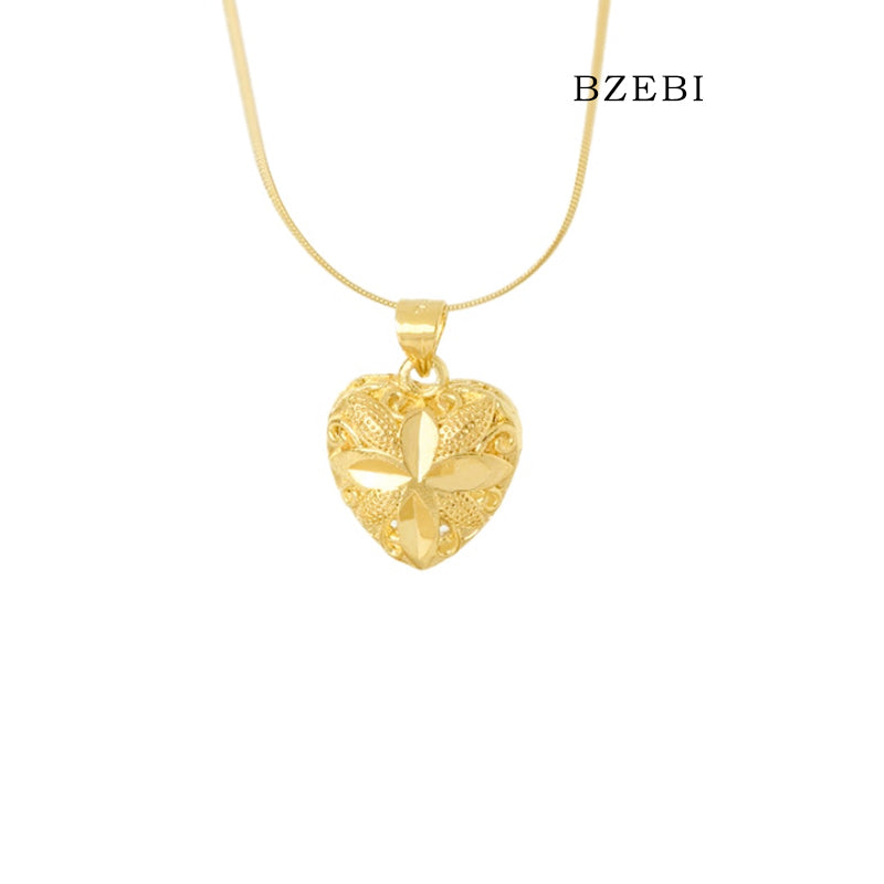 BZEBI 18k Gold Plated Cubic Zirconia gold-plated love Necklace for Women with Box