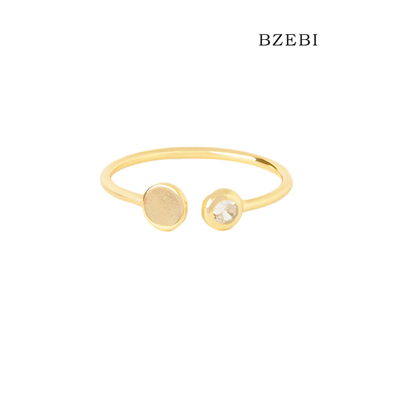 BZEBI 18k Gold Plated Cubic Zirconia Simple Fashion Rings for Women with Box