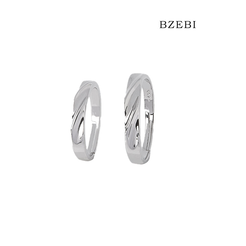 BZEBI 18k Gold Plated Cubic Zirconia Simple and Ultimate Couple Rings for Women with Box