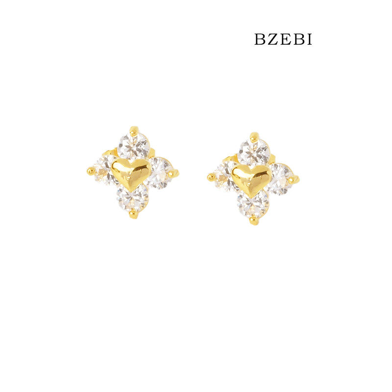 BZEBI 14k Love Flower Fashion Design Girl Earrings