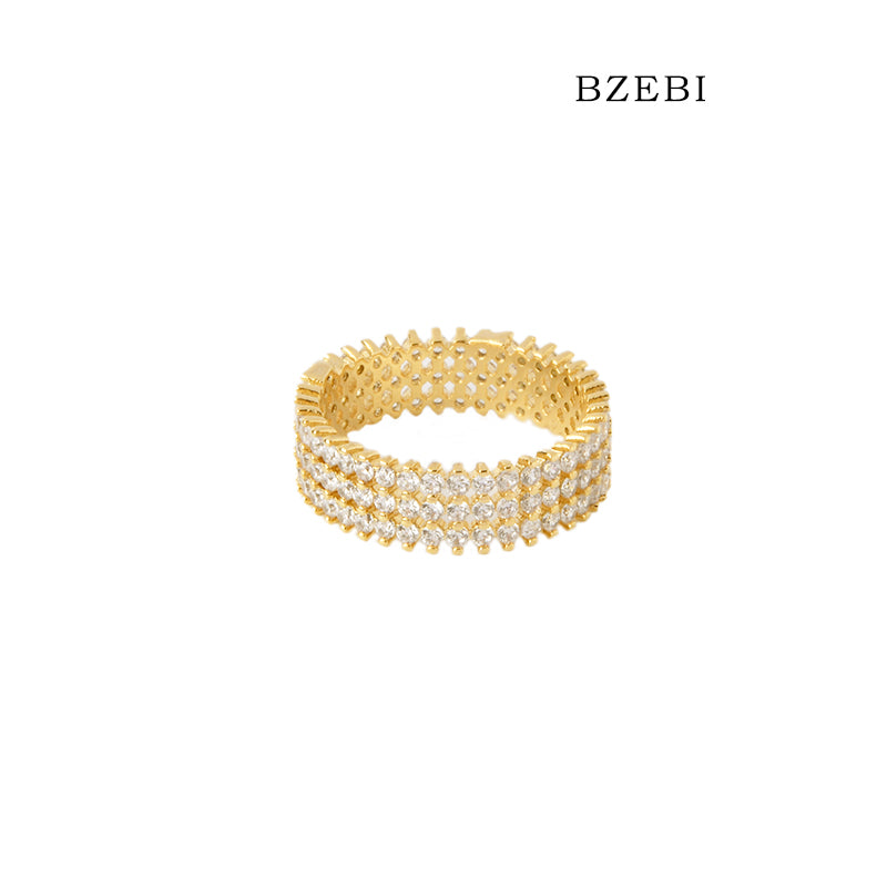 BZEBI 18k Gold Plated Cubic Zirconia Kaleidoscope Rings for Women with Box