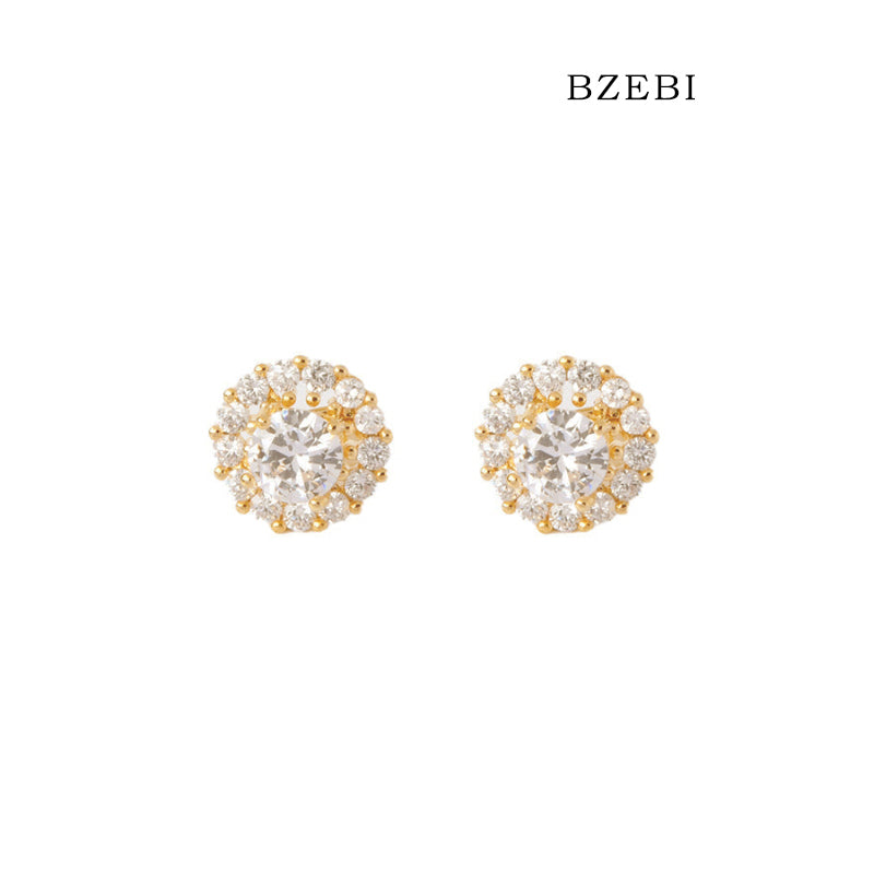 BZEBI18k diamond-plated simple niche Korean design earrings