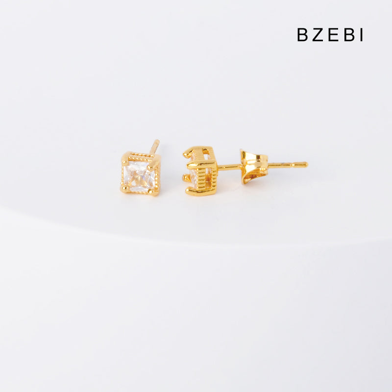 BZEBI 14k Fashion Square Design Girls Earrings