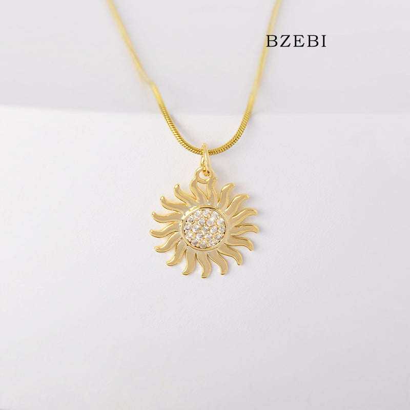 BZEBI 14k Sun Necklace