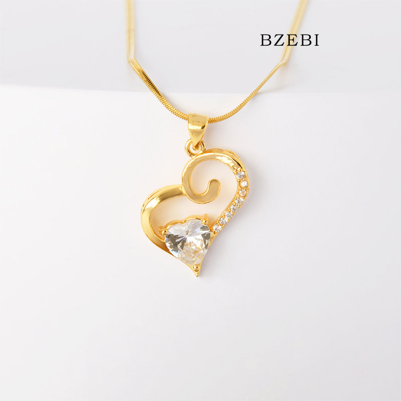 BZEBI14k Love Heart Diamond Necklace