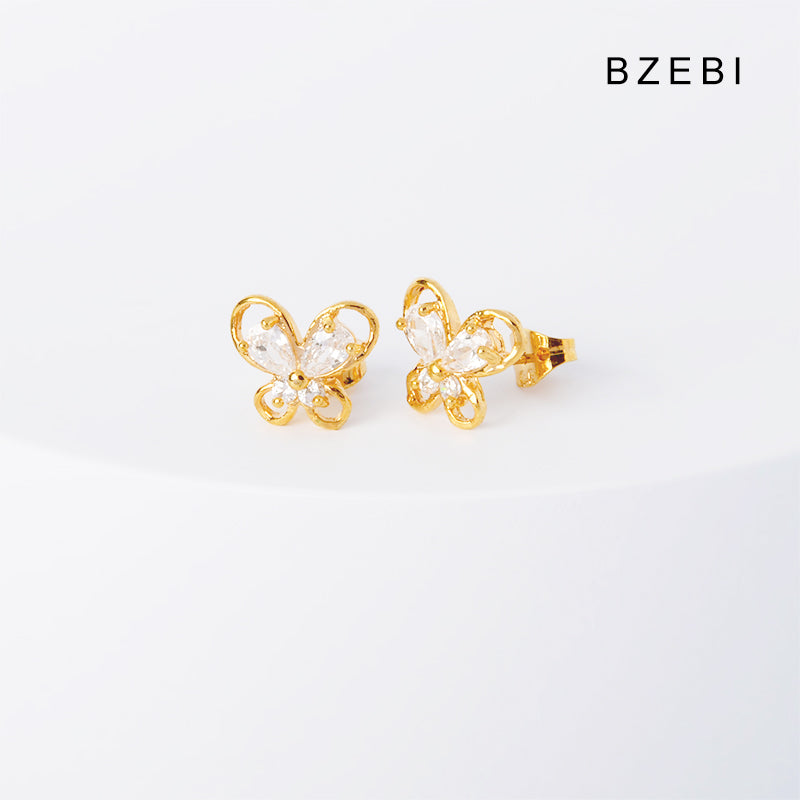 BZEBI 14k Love has butterfly earrings fashion design