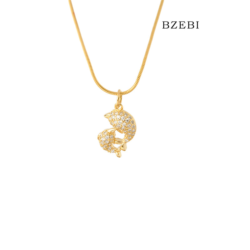 BZEBI 18k Gold Plated Cubic Zirconia Gold Plated Pisces Playful Necklace for Women with Box