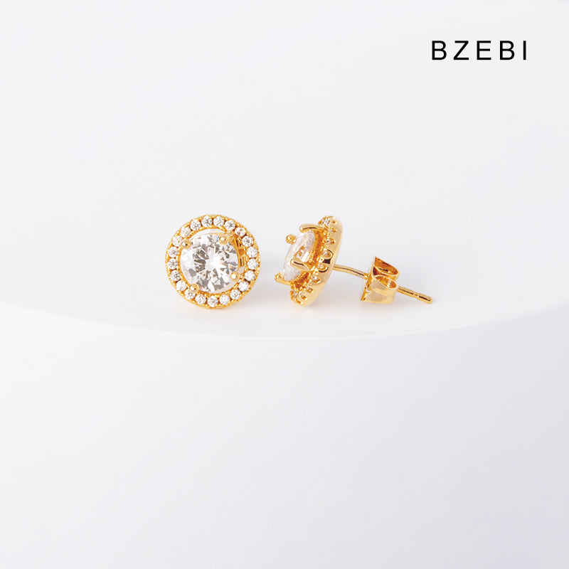 BZEBI18k Diamond Plated Square Heart Fashion Earrings