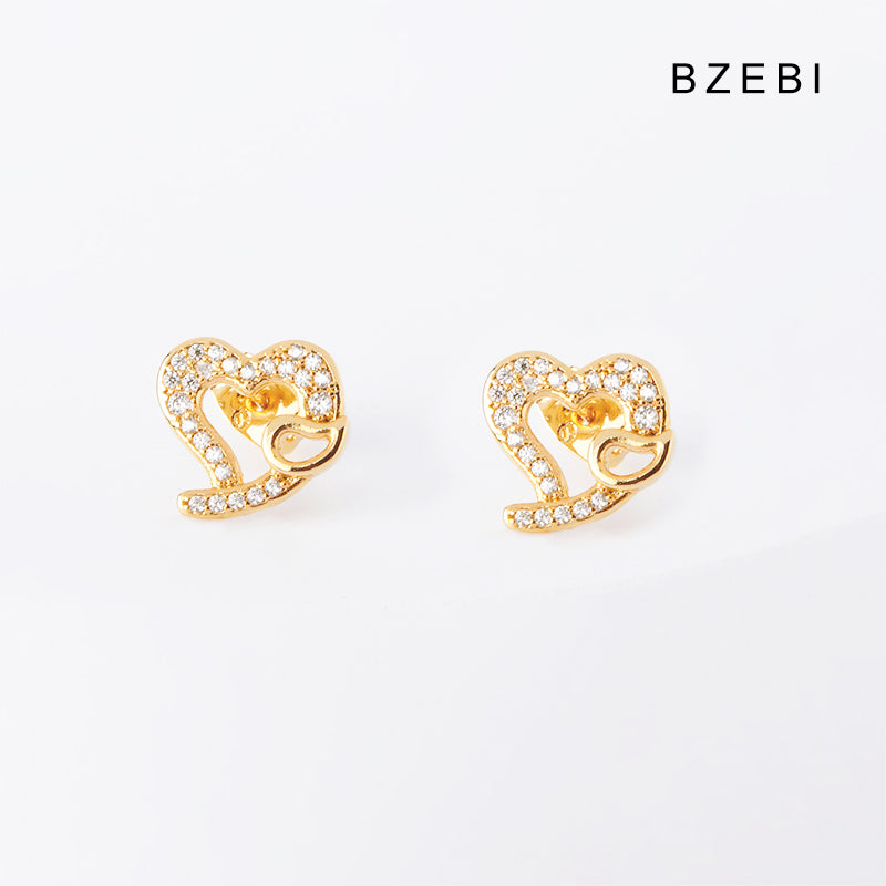 BZEBI 14k Love Hollow Earrings Personalized Girls