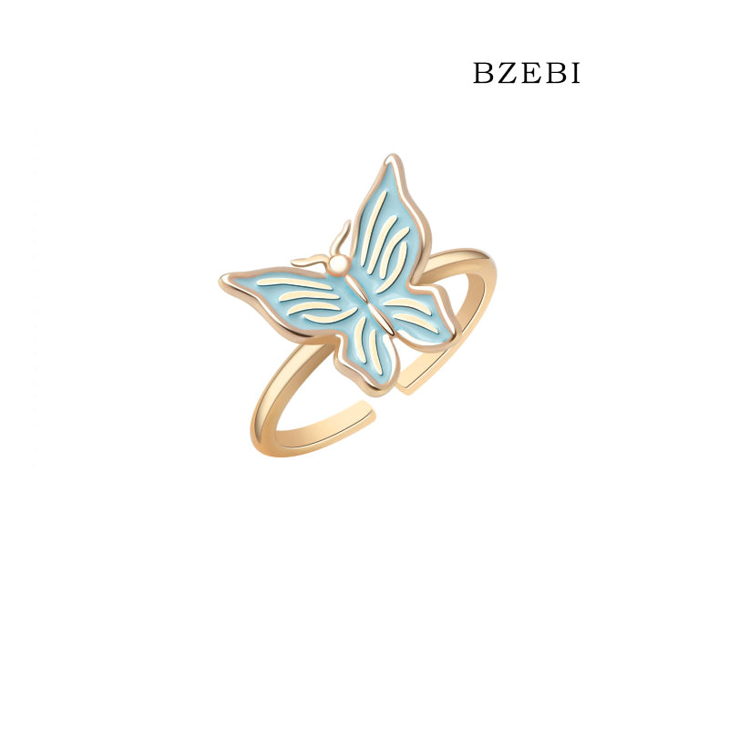 BZEBI 18K Gold Plated Butterfly Ring