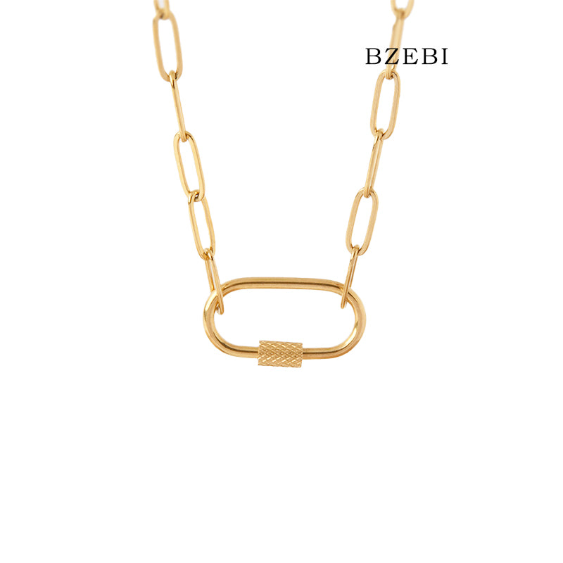 BZEBI 18k Gold Plated Cubic Zirconia Gold Plated Pin Necklace for Women with Box