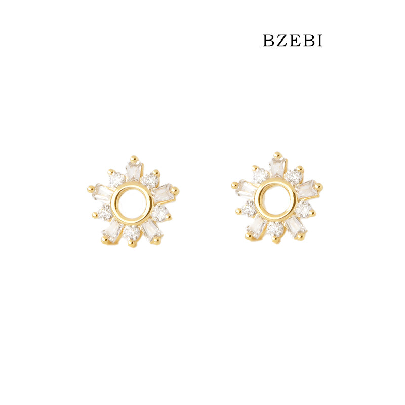 BZEBI 18k Gold Plated Cubic Zirconia Garland Stud Earrings for Women with Box