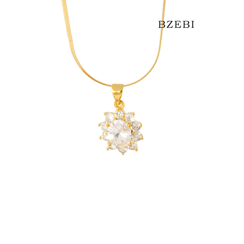 BZEBI14k Sunflower Necklace