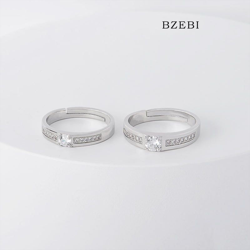 BZEBI 18k Gold Plated Cubic Zirconia eachother Rings for Women with Box