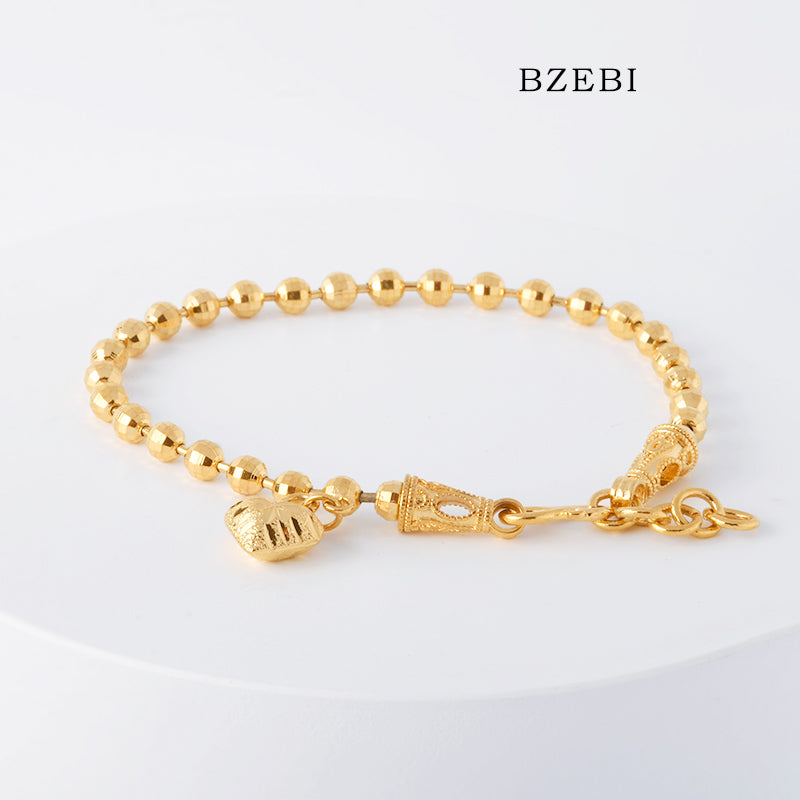 BZEBI 18k Gold Plated Cubic Zirconia Transfer Bead  Bracelet for Women with Box