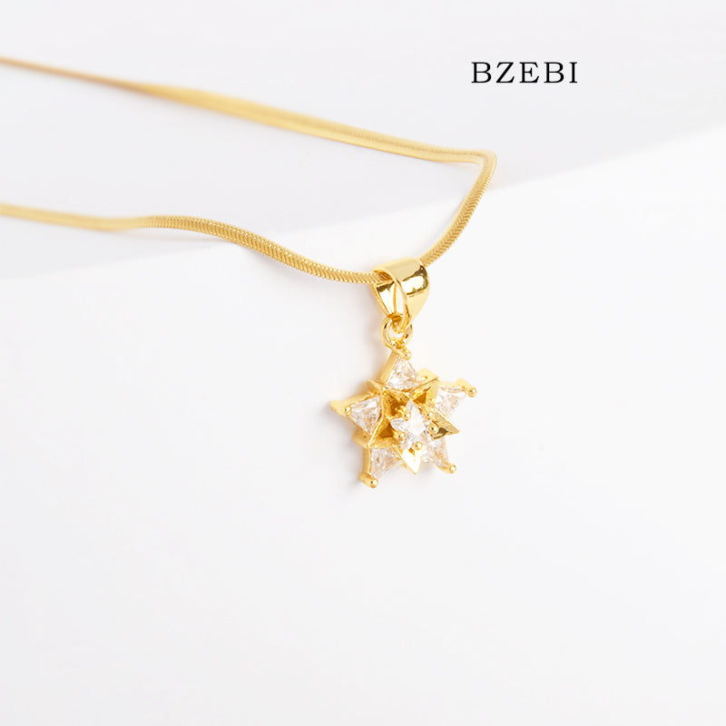 BZEBI 14k Two-pointed Star Necklace