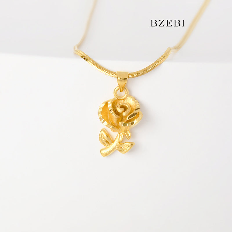 BZEBI 14k Rose Flower Necklace Fashion Girls