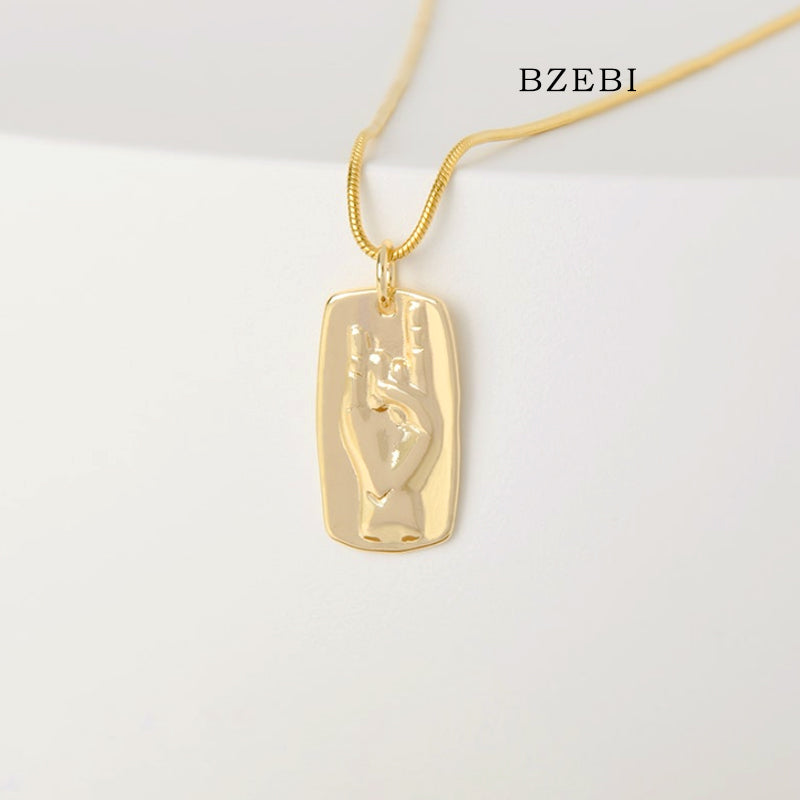 BZEBI Niche square palm necklace