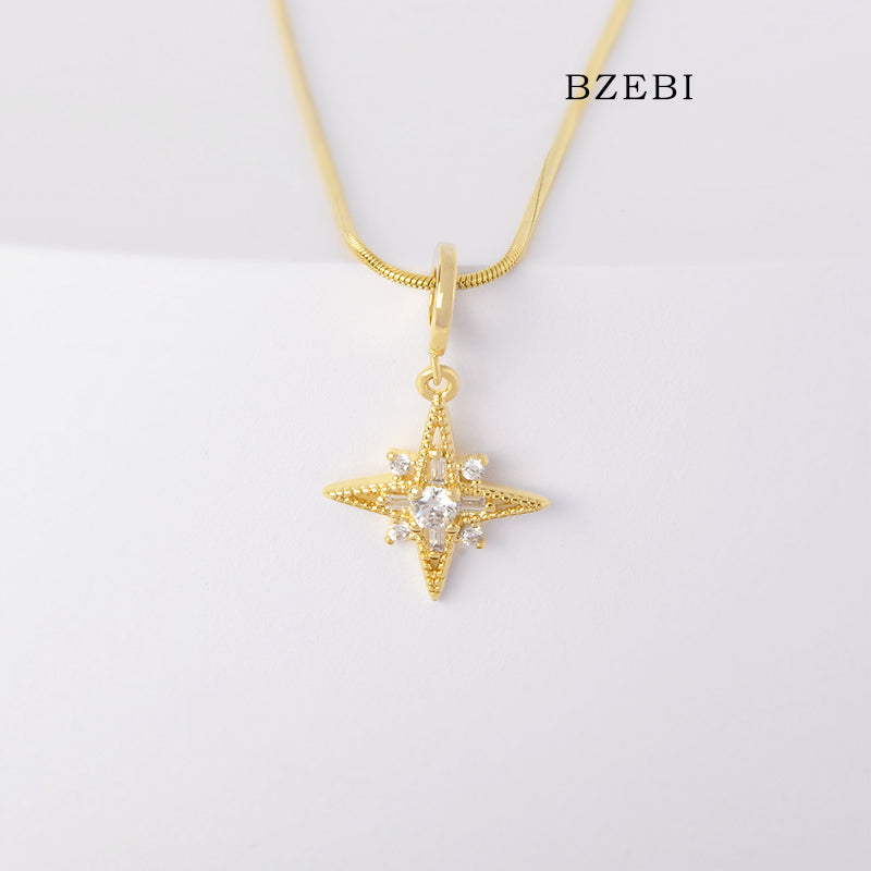 BZEBI 14k Four-pointed Star Necklace