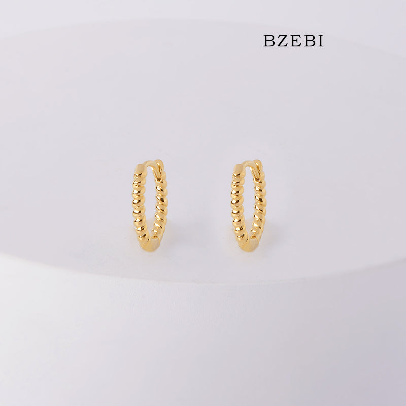 BZEBI 18k Gold Plated Cubic Zirconia Open Buckle Stud Earrings for Women with Box