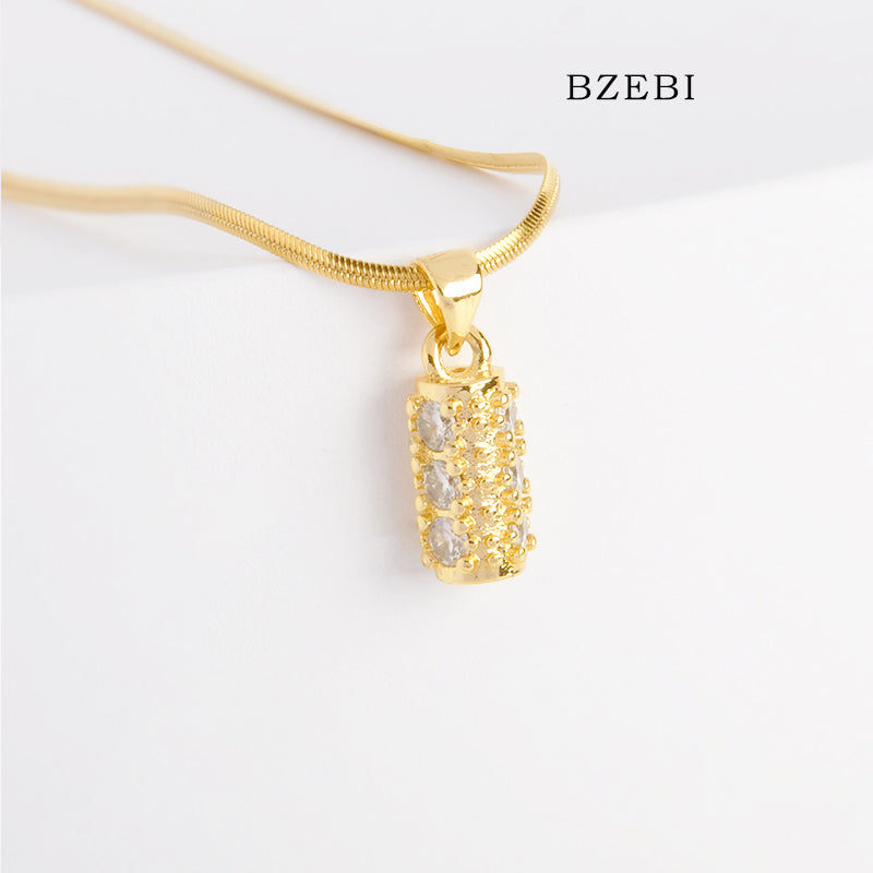 BZEBI 14K niche design zircon pillar necklace