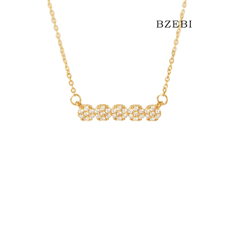 14k simple lucky five beads chain necklace