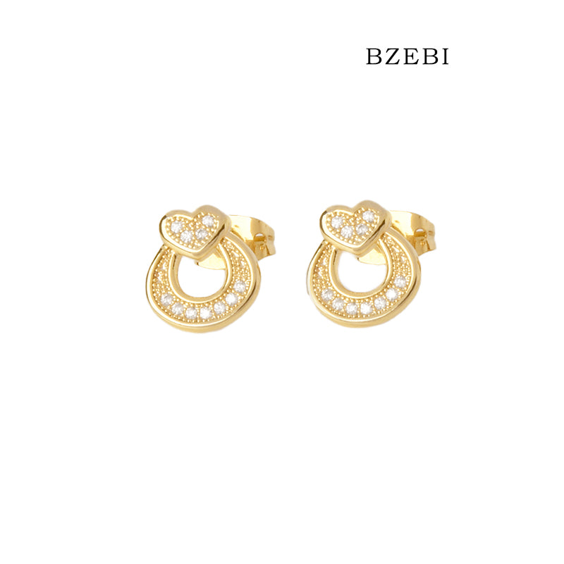 BZEBI 14k love arc earrings