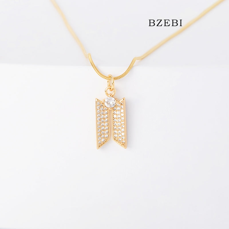 BZEBI 18K Fashion Gold Plated Chain Hallyu Kpop BTS Inspired  Pendant Necklace Accessories for Women