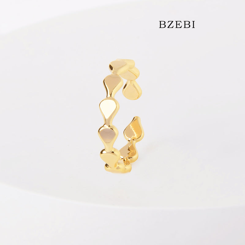 BZEBI 18k Gold Plated Cubic Zirconia Spiral Open Rings for Women with Box