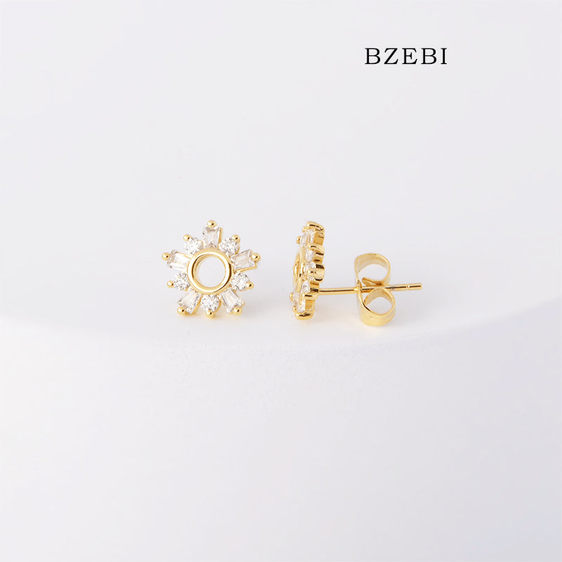 BZEBI 18k Gold Plated Cubic Zirconia Garland Stud Earrings for Women with Box