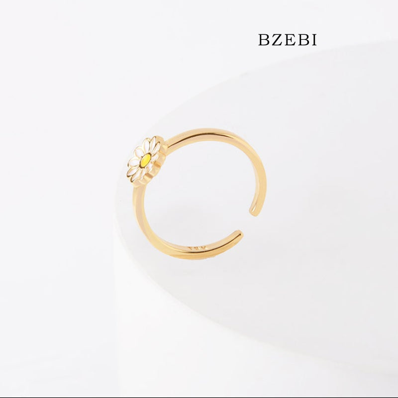 BZEBI 18K Gold Cubic Zirconia Adjustable Open Ring