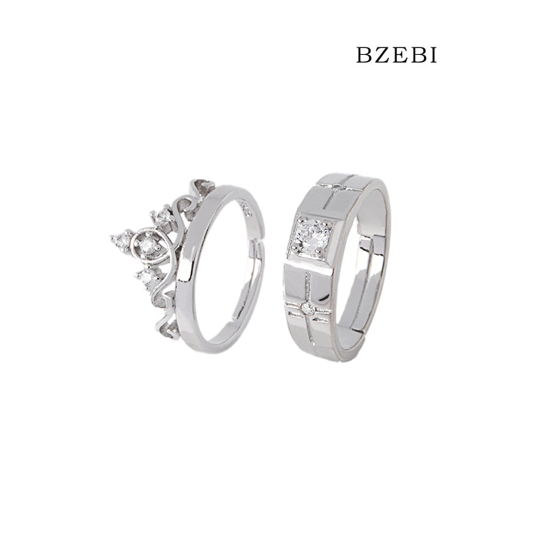 BZEBI 18k Gold Plated Cubic Zirconia knight and princess Rings for Women with Box