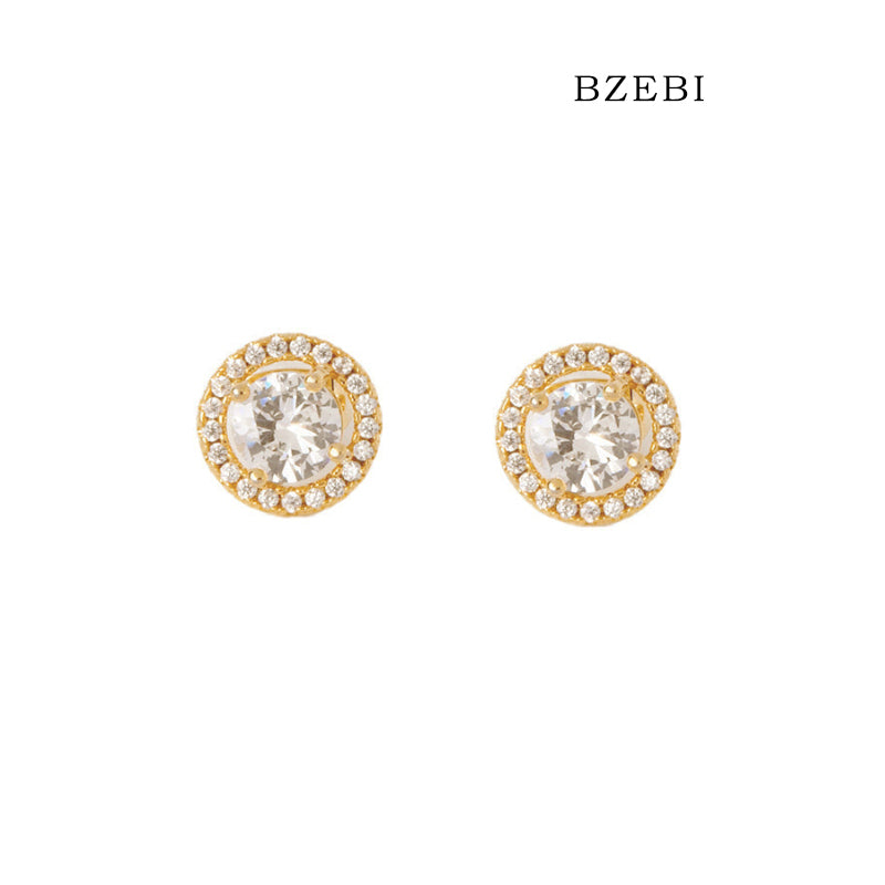 BZEBI18k Diamond Plated Square Heart Fashion Earrings