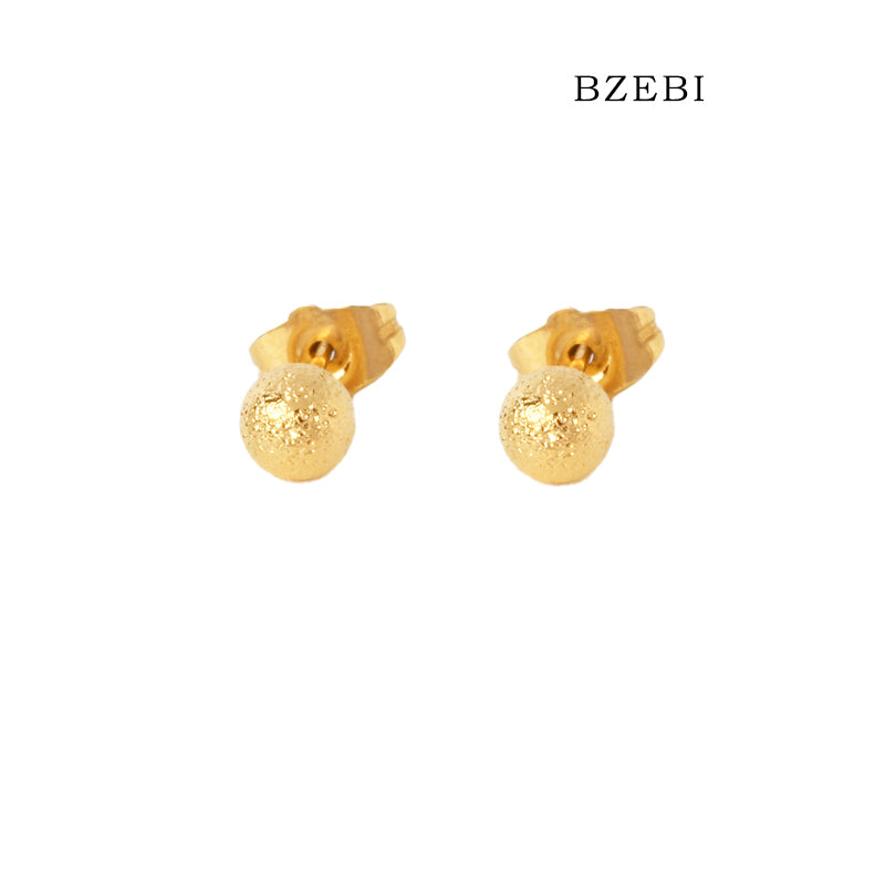 BZEBI 14k round ball frosted fashion earrings women