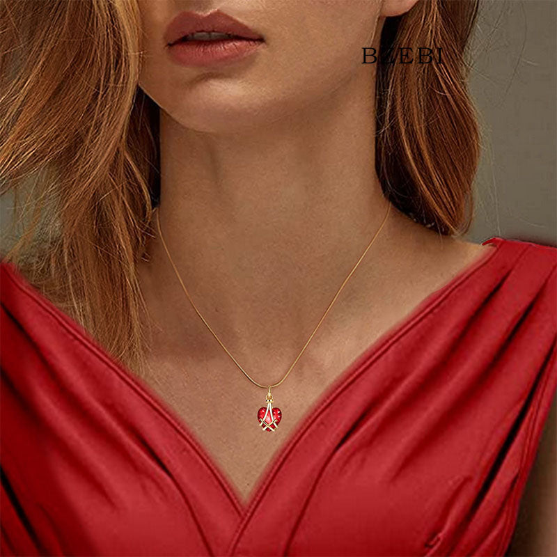 BZEBI Women's Heart-shaped Diamond Barbie Necklace for Teen Girl Gifts(red)