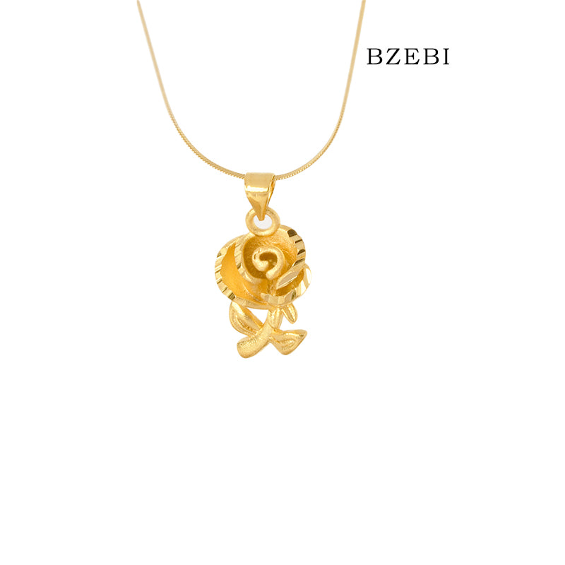 BZEBI 14k Rose Flower Necklace Fashion Girls