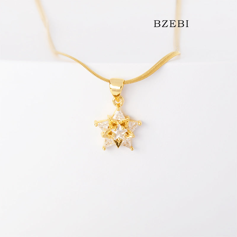 BZEBI 14k Two-pointed Star Necklace