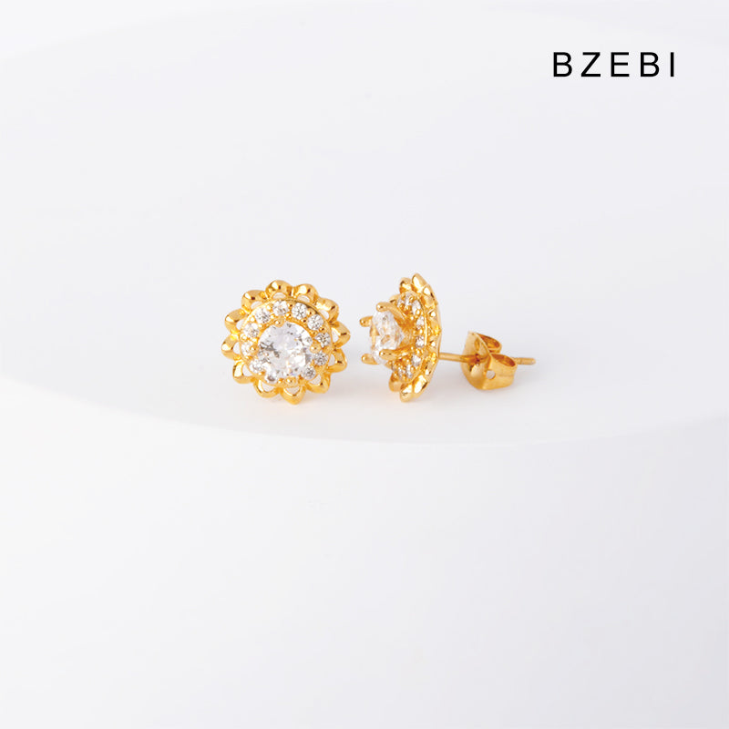 BZEBI 14k fashion flower earrings women