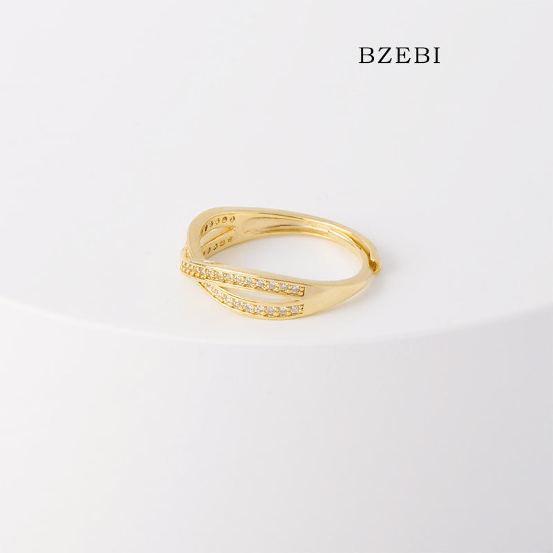 BZEBI 18k Gold Plated Cubic Zirconia Figure Eight Rings for Women with Box