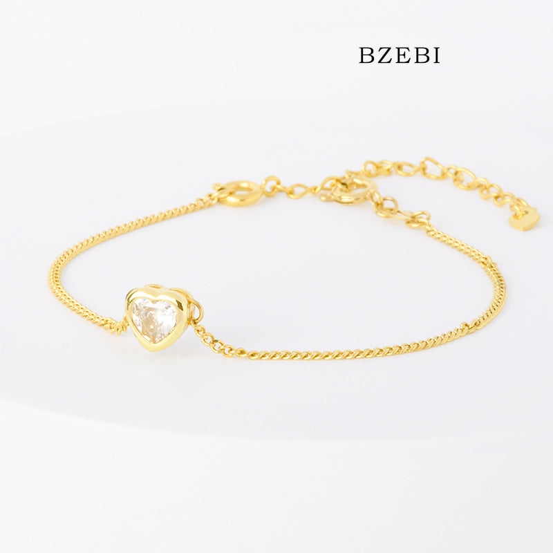 BZEBI Love Pendant 14k Gold Plated Bracelet