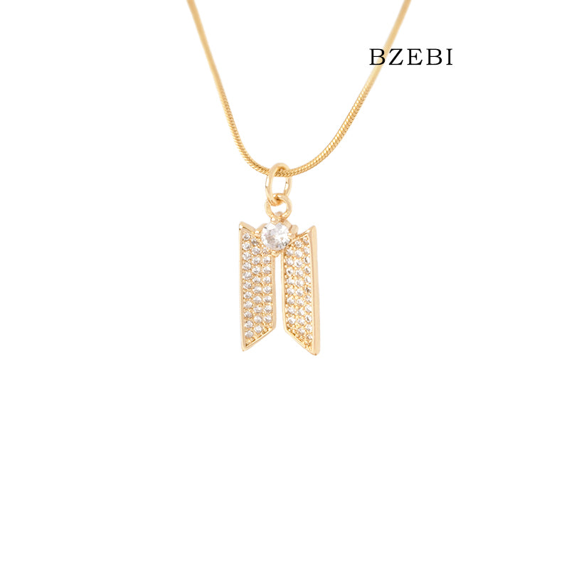 BZEBI 18K Fashion Gold Plated Chain Hallyu Kpop BTS Inspired  Pendant Necklace Accessories for Women