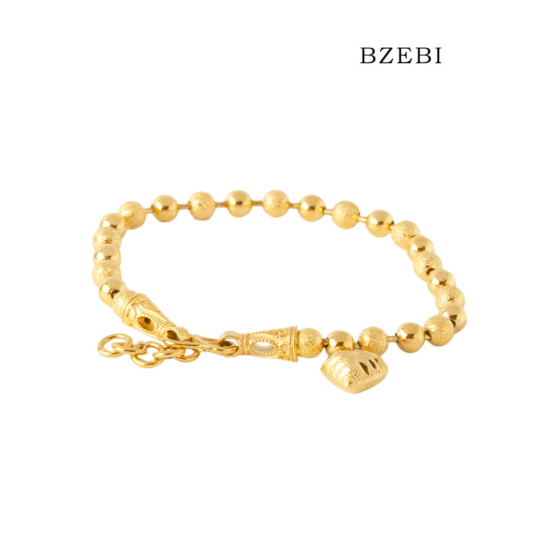 BZEBI 18k Gold Plated Cubic Zirconia women's transfer beads Bracelet for Women with Box